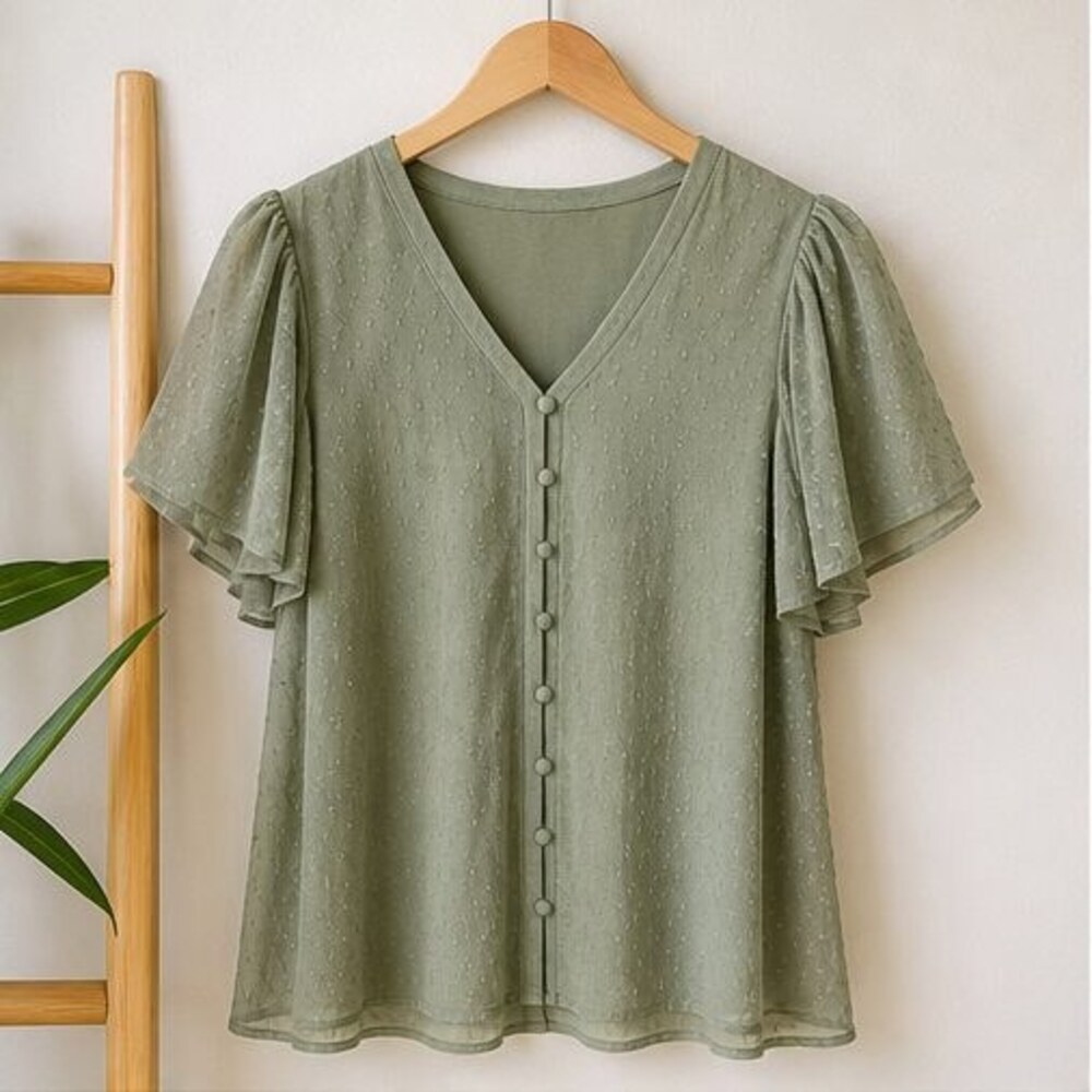 Sage Peplum Top